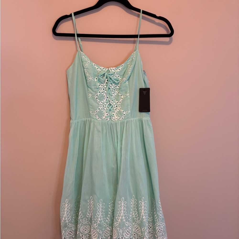 NWT Vintage Guess Green Eyelet Lace-Up Dress Sz Small Fairy Princess $108 Retai - Picture 3 of 13